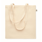 Organic cotton canvas tote bag with long handles, 180 g/m² natural colour