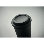 Double-walled plastic takeaway cup with logo, 300 ml black colour