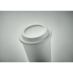 Double-walled plastic takeaway cup with logo, 300 ml white colour