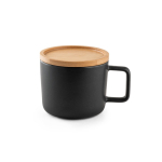 Ceramic mug with bamboo lid, 230 ml, Small Cover black colour first view