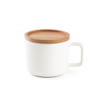 Ceramic mug with bamboo lid, 230 ml, Small Cover white colour first view