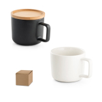 Ceramic mug with bamboo lid, 230 ml, Small Cover various colours
