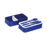 Double-walled lunch box, divider and cutlery, 1.36 L blue colour third view
