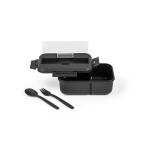 Tupperware made of PP with cutlery, handle and 2 levels, 1 L black colour third view