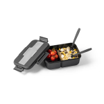 Tupperware made of PP with cutlery, handle and 2 levels, 1 L black colour fourth view