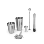 Cocktail set with shaker, measuring cup and strainer for bars silver colour fourth view
