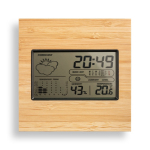 Multifunction weather station with bamboo housing for gifting wood colour