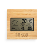 Multifunction weather station with bamboo housing for gifting main view