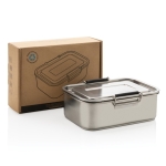 Durable promotional steel lunchbox, 1 L silver colour