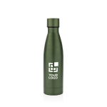 Elegant, promotional recycled steel bottle, 500 ml dark green colour