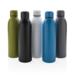 Promotional recycled steel thermal bottle, 500 ml blue colour