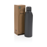Promotional recycled steel thermal bottle, 500 ml dark grey colour view with box