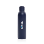 Promotional recycled steel thermal bottle, 500 ml navy-blue colour