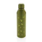 Promotional recycled steel thermal bottle, 500 ml military green colour view with logo