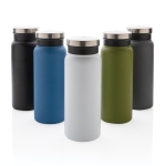 Recycled steel bottle with original cap, 600 ml white colour