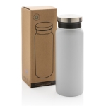 Recycled steel bottle with original cap, 600 ml white colour