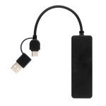 Recycled plastic USB hub for conference giveaways black colour