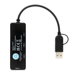 Recycled plastic USB hub for conference giveaways black colour