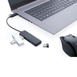 Recycled plastic USB hub for conference giveaways black colour