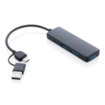 Recycled plastic USB hub for conference giveaways black colour