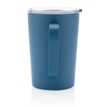 Recycled steel thermal mug with handle, 420 ml blue colour