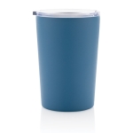Recycled steel thermal mug with handle, 420 ml blue colour