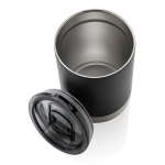 Recycled steel thermal cup with anti-drip lid, 360 ml black colour fourth view