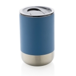 Recycled steel thermal cup with anti-drip lid, 360 ml blue colour