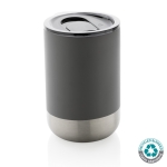 Recycled steel thermal cup with anti-drip lid, 360 ml dark grey colour