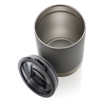 Recycled steel thermal cup with anti-drip lid, 360 ml dark grey colour