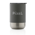 Recycled steel thermal cup with anti-drip lid, 360 ml dark grey colour