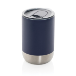 Recycled steel thermal cup with anti-drip lid, 360 ml navy-blue colour