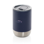 Recycled steel thermal cup with anti-drip lid, 360 ml navy-blue colour