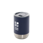 Recycled steel thermal cup with anti-drip lid, 360 ml navy-blue colour