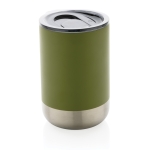 Recycled steel thermal cup with anti-drip lid, 360 ml military green colour