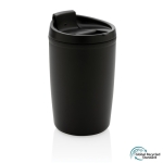Recycled plastic thermal cup with logo, 300 ml black colour