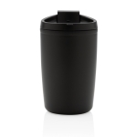 Recycled plastic thermal cup with logo, 300 ml black colour