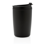 Recycled plastic thermal cup with logo, 300 ml black colour