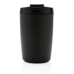 Recycled plastic thermal cup with logo, 300 ml black colour