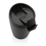 Recycled plastic thermal cup with logo, 300 ml black colour