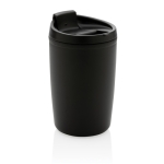 Recycled plastic thermal cup with logo, 300 ml black colour