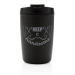 Recycled plastic thermal cup with logo, 300 ml black colour
