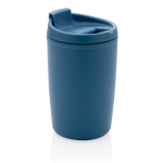 Recycled plastic thermal cup with logo, 300 ml blue colour