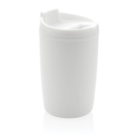 Recycled plastic thermal cup with logo, 300 ml white colour