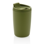 Recycled plastic thermal cup with logo, 300 ml military green colour