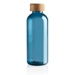 Recycled plastic bottle with bamboo lid, 660 ml blue colour