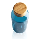 Recycled plastic bottle with bamboo lid, 660 ml blue colour