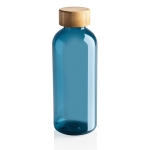 Recycled plastic bottle with bamboo lid, 660 ml blue colour