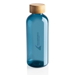 Recycled plastic bottle with bamboo lid, 660 ml blue colour