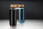 Recycled plastic bottle with bamboo lid, 660 ml blue colour